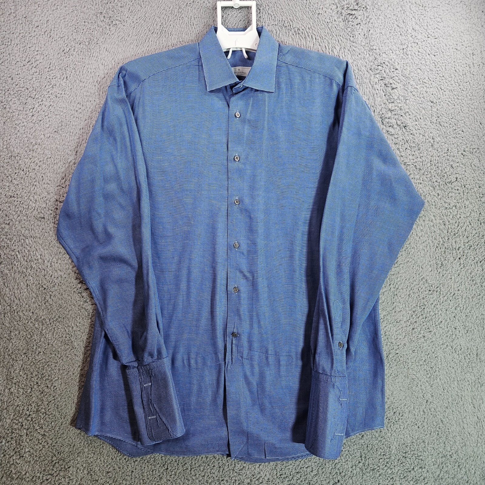 Ermenegildo Zegna Shirt Men Large 41/16 - French Cuff - Button Long Sleeve Blue